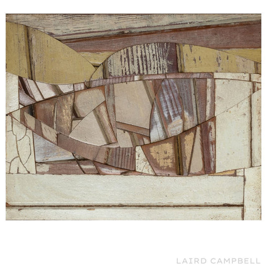 Abstract art piece with geometric shapes in earthy tones by Laird Campbell