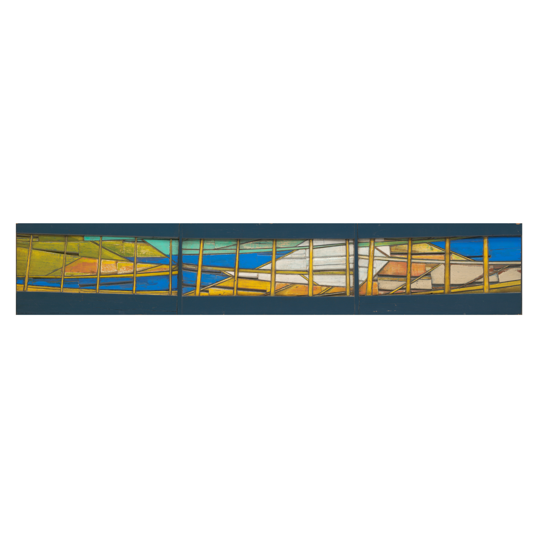 Rectangular artwork  with abstract design on a white background