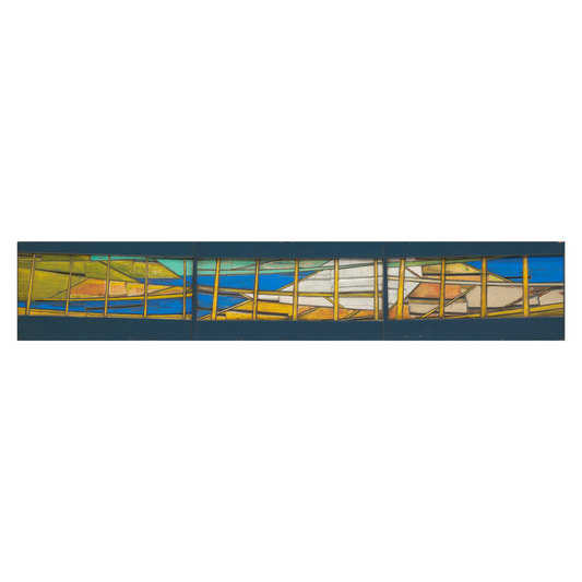 Rectangular artwork  with abstract design on a white background