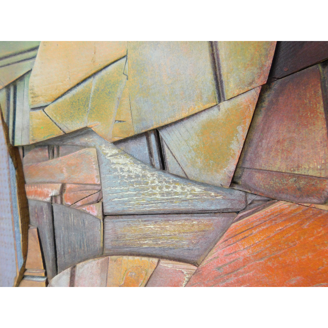 Abstract art piece (close-up) with geometric shapes in earthy tones